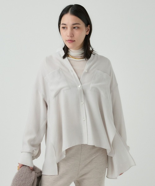 Chaos(カオス)の「Chaos(カオス)/パランビエラシャツ(シャツ/ブラウス・レディース・チャコール/ライトベージュ/ホワイト・FREE)」の3枚目の写真