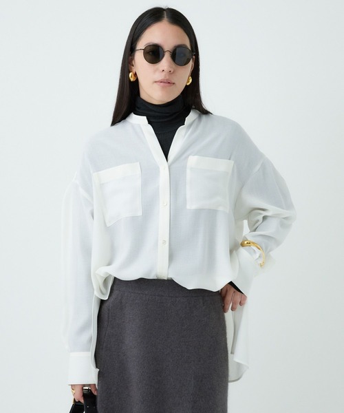 Chaos(カオス)の「Chaos(カオス)/パランビエラシャツ(シャツ/ブラウス・レディース・チャコール/ライトベージュ/ホワイト・FREE)」の15枚目の写真