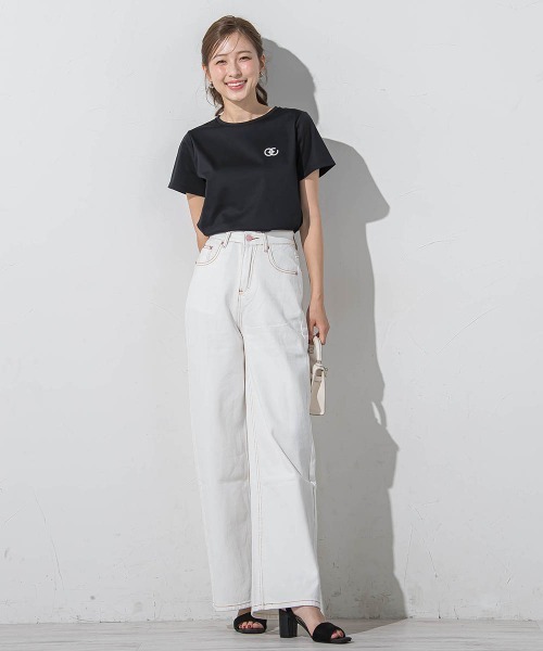 QUEENS COURT(クイーンズコート)の「リボンモチーフホワイトワイドデニム≪洗濯域で洗える≫(デニムパンツ・レディース・ホワイト・M/S)」の15枚目の写真