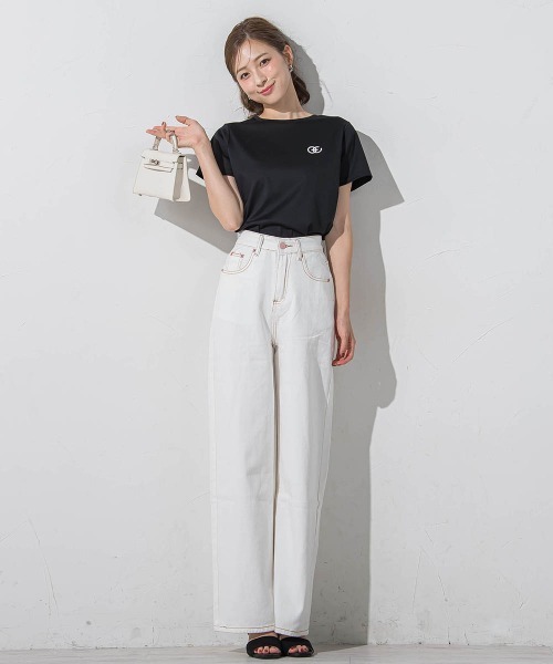 QUEENS COURT(クイーンズコート)の「リボンモチーフホワイトワイドデニム≪洗濯域で洗える≫(デニムパンツ・レディース・ホワイト・M/S)」の16枚目の写真