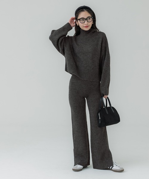 coca（coca）（コカ）の「サイドスリットニットパンツ（その他パンツ・レディース・チャコール/ライトベージュ・LONG/SHORT）」の8枚目の写真