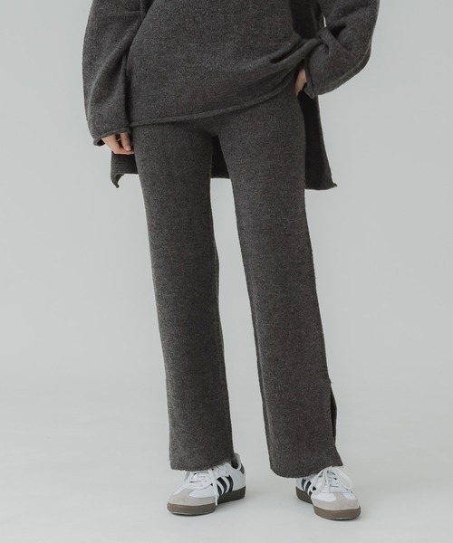 coca（coca）（コカ）の「サイドスリットニットパンツ（その他パンツ・レディース・チャコール/ライトベージュ・LONG/SHORT）」の5枚目の写真