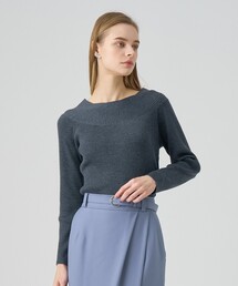 【522】アナイ　紡毛ガーターペザントパフ プルオーバー　グレー　38 ANAYI（アナイ）の「紡毛ガーターパフスリーブ プルオーバー