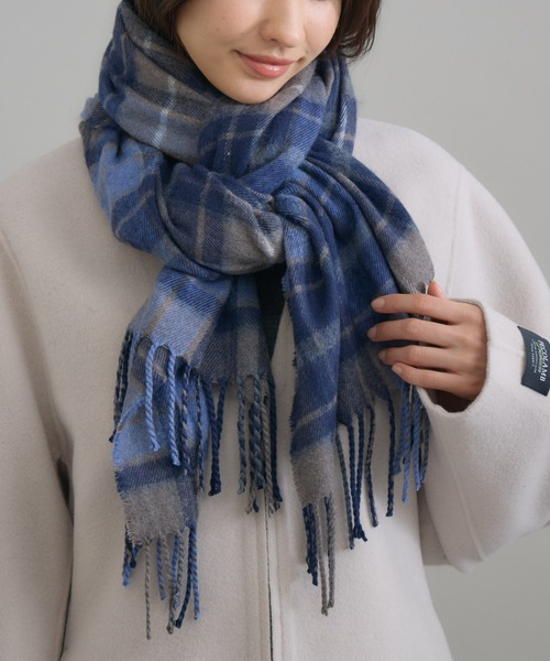 KATHARINE ROSS（キャサリンロス）の「【KATHARINE ROSS】ウールMIXチェックストール（ストール/ショール・レディース・ブルー/ダークグリーン/レッド・MEDIUM）」の2枚目の写真