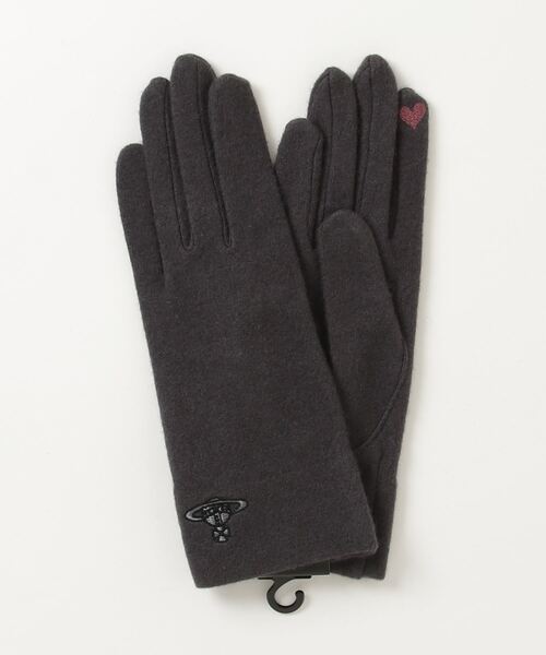 Vivienne Westwood ACCESSORIES(ヴィヴィアンウエストウッドアクセサリー)の「ORB刺繍 ニット手袋【249156 328L】(手袋・レディース・ダークグレー/ネイビー/ブラック/ワイン・FREE)」の2枚目の写真