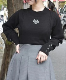 axes femme | ビジュー付ロゴ刺繍ニット(ニット/セーター)