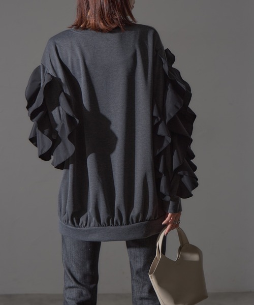 each（イーチ）の「フラワーフリルスリーブミディプルオーバー（Tシャツ/カットソー・レディース・グレー/ブラック/ライトピンク・FREE）」の20枚目の写真