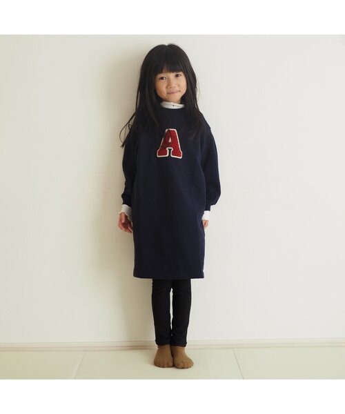 apres les cours（アプレレクール）の「【リンク】アルファベットレイヤードワンピース（ワンピース・キッズ・ネイビー/アイボリー・90/100/110/120/80/130/140）」の21枚目の写真