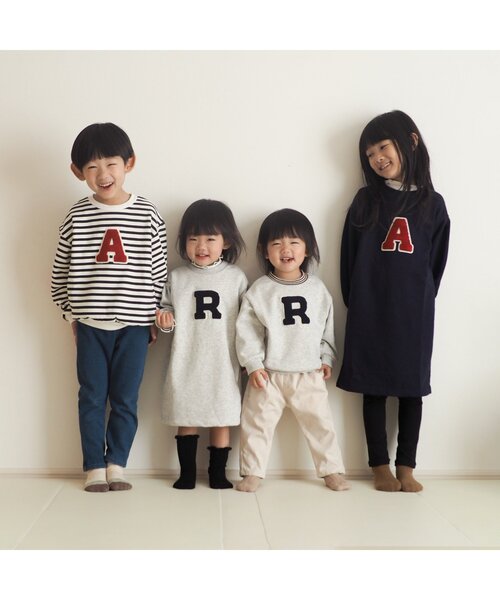 apres les cours（アプレレクール）の「【リンク】アルファベットレイヤードワンピース（ワンピース・キッズ・ネイビー/アイボリー・90/100/110/120/80/130/140）」の17枚目の写真