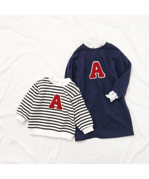 apres les cours（アプレレクール）の「【リンク】アルファベットレイヤードワンピース（ワンピース・キッズ・ネイビー/アイボリー・90/100/110/120/80/130/140）」の14枚目の写真