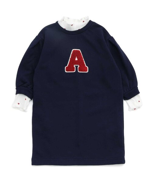 apres les cours（アプレレクール）の「【リンク】アルファベットレイヤードワンピース（ワンピース・キッズ・ネイビー/アイボリー・90/100/110/120/80/130/140）」の10枚目の写真