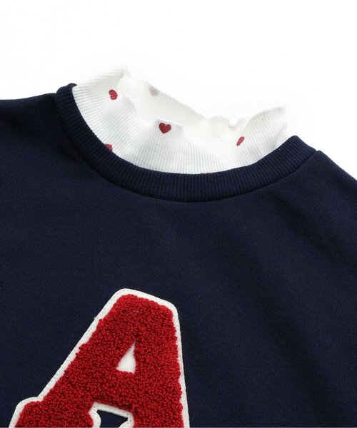 apres les cours（アプレレクール）の「【リンク】アルファベットレイヤードワンピース（ワンピース・キッズ・ネイビー/アイボリー・90/100/110/120/80/130/140）」の7枚目の写真