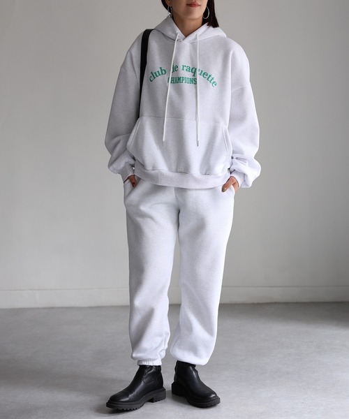 Riberry（リベリー）の「裏起毛パーカー/ロゴスウェット セットアップ（セットアップ・レディース・オートミール/グレー・FREE）」の11枚目の写真