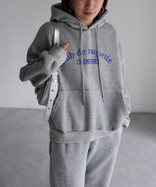 Riberry（リベリー）の「裏起毛パーカー/ロゴスウェット セットアップ（セットアップ・レディース・オートミール/グレー・FREE）」の4枚目の写真