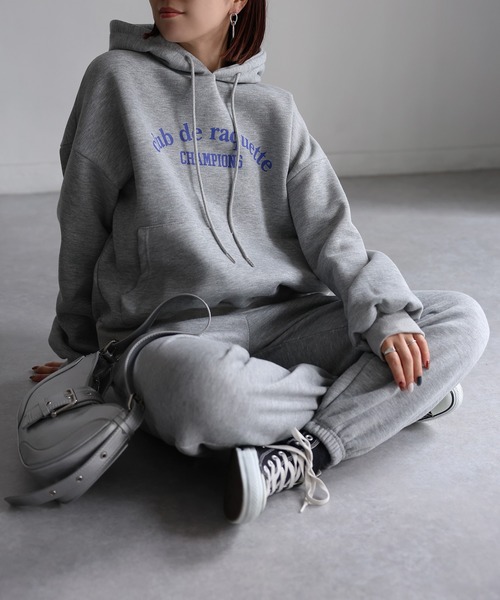 Riberry（リベリー）の「裏起毛パーカー/ロゴスウェット セットアップ（セットアップ・レディース・オートミール/グレー・FREE）」の5枚目の写真