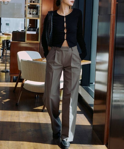 【セール】ヒールデザインスリムストレートパンツ（スラックス）｜AMBIENT（アンビエント）