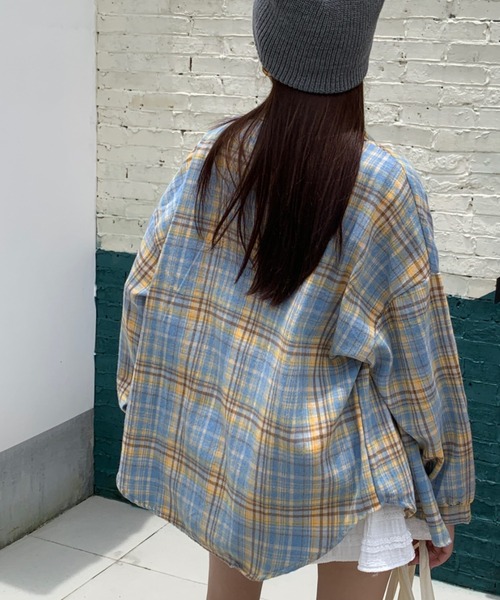 Per sist ence(パーシエンス)の「ビッグシルエットチェックシャツ(シャツ/ブラウス・レディース・ライトブルー/ネイビー/レッド・FREE)」の8枚目の写真