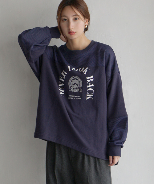 キルティング切替 カレッジロゴスウェット（スウェット）｜e-zakkamania stores（イーザッカマニアストアーズ）