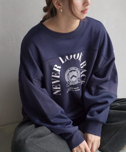 キルティング切替 カレッジロゴスウェット（スウェット）｜e-zakkamania stores（イーザッカマニアストアーズ）