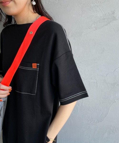 UNIVERSAL OVERALL（ユニバーサルオーバーオール）の「[UNIVERSAL OVERALL/ユニバーサルオーバーオール] 別注 配色ステッチ マキシ丈ワンピース（ワンピース・レディース・ブラック/オリーブ/チャコール/ネイビー・F）」の16枚目の写真