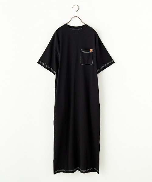 UNIVERSAL OVERALL ブラックカットソーワンピース Fサイズ UNIVERSAL OVERALL ワンピース 「UNIVERSAL OVERALL