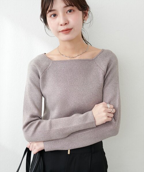 natural couture(ナチュラルクチュール)の「スクエアネックリブプルオーバー(ニット/セーター・レディース・モカ/ブラック/サックスブルー/オフホワイト/グレイッシュベージュ・FREE)」の17枚目の写真