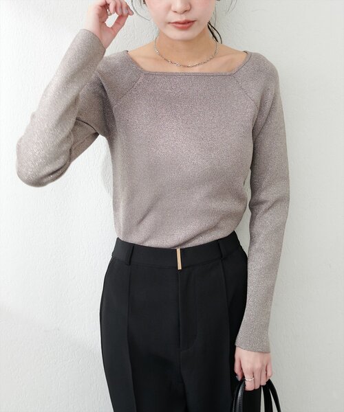 natural couture(ナチュラルクチュール)の「スクエアネックリブプルオーバー(ニット/セーター・レディース・モカ/ブラック/サックスブルー/オフホワイト/グレイッシュベージュ・FREE)」の16枚目の写真