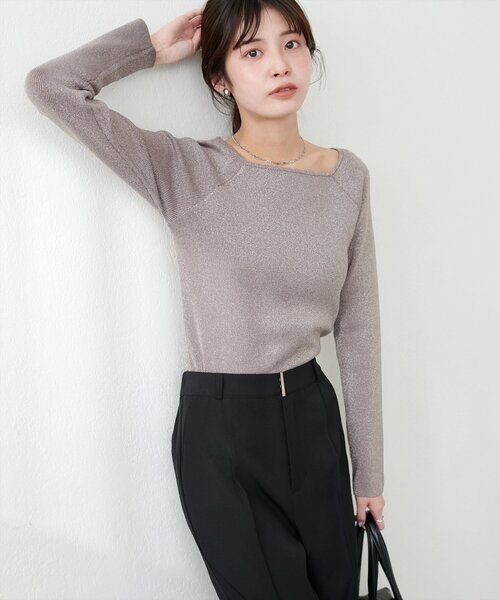 natural couture(ナチュラルクチュール)の「スクエアネックリブプルオーバー(ニット/セーター・レディース・モカ/ブラック/サックスブルー/オフホワイト/グレイッシュベージュ・FREE)」の15枚目の写真