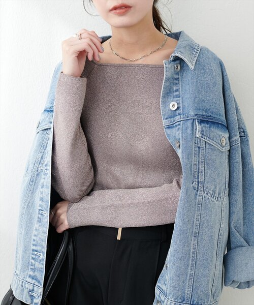 natural couture(ナチュラルクチュール)の「スクエアネックリブプルオーバー(ニット/セーター・レディース・モカ/ブラック/サックスブルー/オフホワイト/グレイッシュベージュ・FREE)」の13枚目の写真