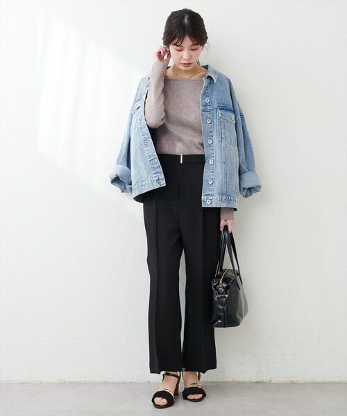natural couture(ナチュラルクチュール)の「スクエアネックリブプルオーバー(ニット/セーター・レディース・モカ/ブラック/サックスブルー/オフホワイト/グレイッシュベージュ・FREE)」の12枚目の写真
