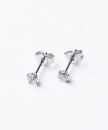 4mm ジルコニア ステンレスピアス / ペア ワンポイントピアス