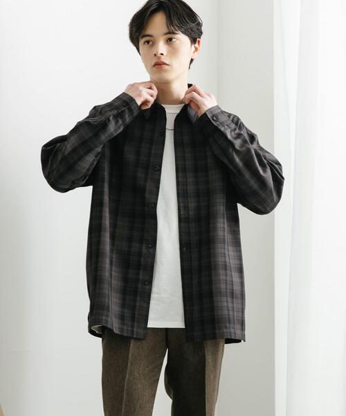 SENSE OF PLACE by URBAN RESEARCH（センスオブプレイスバイアーバンリサーチ）の「オンブレチェックルーズシャツ（シャツ/ブラウス・メンズ・ネイビー/ライトグレー/ブラック・MEDIUM/LARGE）」の2枚目の写真