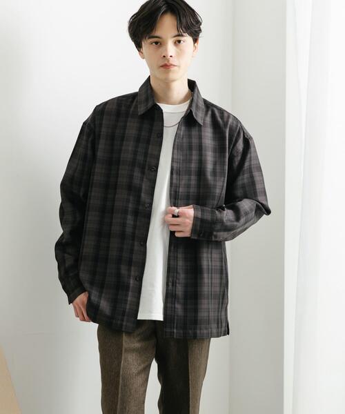 SENSE OF PLACE by URBAN RESEARCH（センスオブプレイスバイアーバンリサーチ）の「オンブレチェックルーズシャツ（シャツ/ブラウス・メンズ・ネイビー/ライトグレー/ブラック・MEDIUM/LARGE）」の4枚目の写真