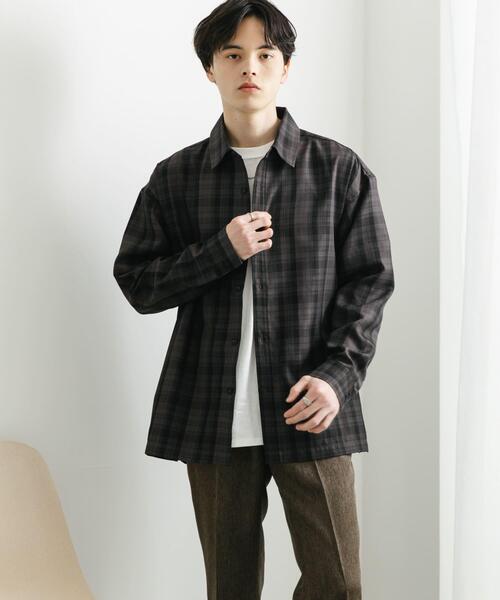 SENSE OF PLACE by URBAN RESEARCH（センスオブプレイスバイアーバンリサーチ）の「オンブレチェックルーズシャツ（シャツ/ブラウス・メンズ・ネイビー/ライトグレー/ブラック・MEDIUM/LARGE）」の5枚目の写真