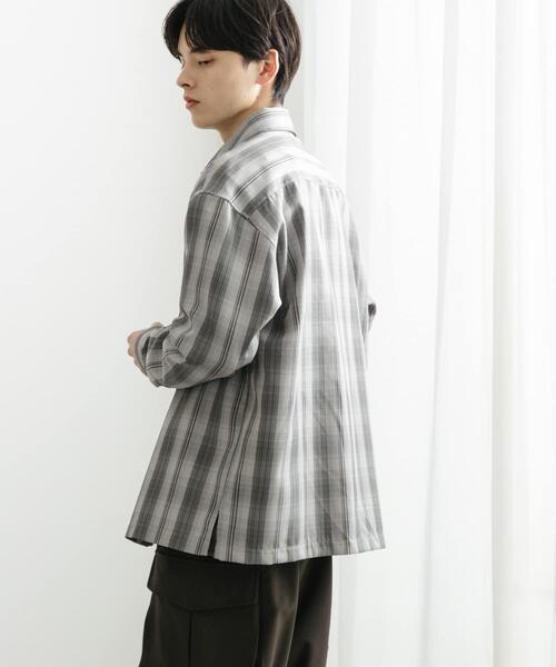 SENSE OF PLACE by URBAN RESEARCH（センスオブプレイスバイアーバンリサーチ）の「オンブレチェックルーズシャツ（シャツ/ブラウス・メンズ・ネイビー/ライトグレー/ブラック・MEDIUM/LARGE）」の14枚目の写真