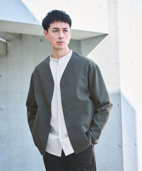 green label relaxing(グリーンレーベルリラクシング)の「JUST fit CITY TECH カーディガン -2WAYストレッチ-(カーディガン/ボレロ・メンズ・ブラック/ダークグリーン・XL/S/L/M)」の2枚目の写真