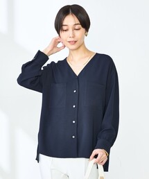 NOLLEY’S | 《セットアップ対応》ニュアンスジョーゼットVネックブラウス(シャツ/ブラウス)