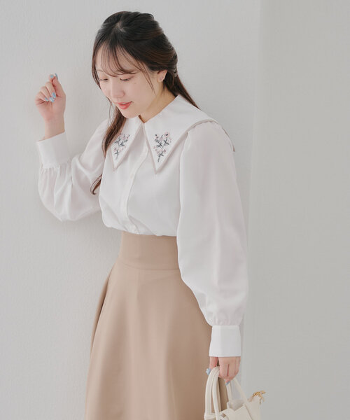 Another Branch olive des olive(アナザーブランチオリーブデオリーブ)の「配色パイピング衿刺繍レトロブラウス(シャツ/ブラウス・レディース・ネイビー/オフホワイト/ミント・FREE)」の8枚目の写真