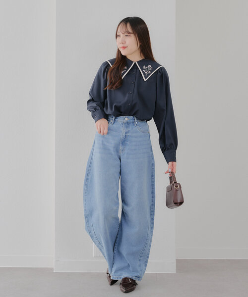 Another Branch olive des olive(アナザーブランチオリーブデオリーブ)の「配色パイピング衿刺繍レトロブラウス(シャツ/ブラウス・レディース・ネイビー/オフホワイト/ミント・FREE)」の19枚目の写真