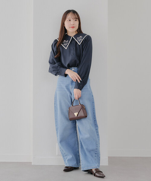 Another Branch olive des olive(アナザーブランチオリーブデオリーブ)の「配色パイピング衿刺繍レトロブラウス(シャツ/ブラウス・レディース・ネイビー/オフホワイト/ミント・FREE)」の20枚目の写真