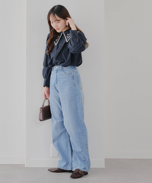 Another Branch olive des olive(アナザーブランチオリーブデオリーブ)の「配色パイピング衿刺繍レトロブラウス(シャツ/ブラウス・レディース・ネイビー/オフホワイト/ミント・FREE)」の21枚目の写真