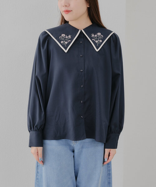 Another Branch olive des olive(アナザーブランチオリーブデオリーブ)の「配色パイピング衿刺繍レトロブラウス(シャツ/ブラウス・レディース・ネイビー/オフホワイト/ミント・FREE)」の22枚目の写真
