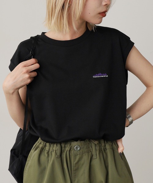 THOUSAND MILE（サウザンドマイル）の「THOUSAND MILE/サウザンドマイル FRENCH SLEEVE TEE Tシャツ（Tシャツ/カットソー・レディース・ホワイト/グレー/ブラック・FREE）」の2枚目の写真