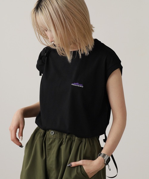 THOUSAND MILE（サウザンドマイル）の「THOUSAND MILE/サウザンドマイル FRENCH SLEEVE TEE Tシャツ（Tシャツ/カットソー・レディース・ホワイト/グレー/ブラック・FREE）」の7枚目の写真