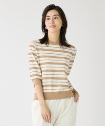 HT Cotton5分袖ボーダーニット