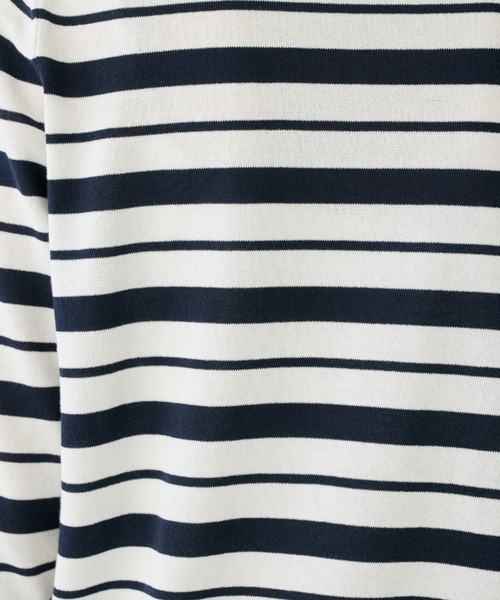 I.T.'S international（イッツインターナショナル）の「HT Cotton5分袖ボーダーニット（Tシャツ/カットソー・レディース・ネイビー/ベージュ/レッド・フリー）」の21枚目の写真