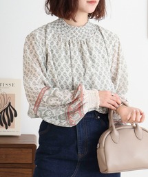 BRODIAEA スモック刺繍シフォンブラウス