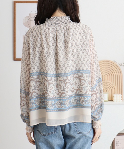 BRODIAEA(ブローディア)の「BRODIAEA スモック刺繍シフォンブラウス(シャツ/ブラウス・レディース・ネイビー/ベージュ/ピンク・40)」の18枚目の写真