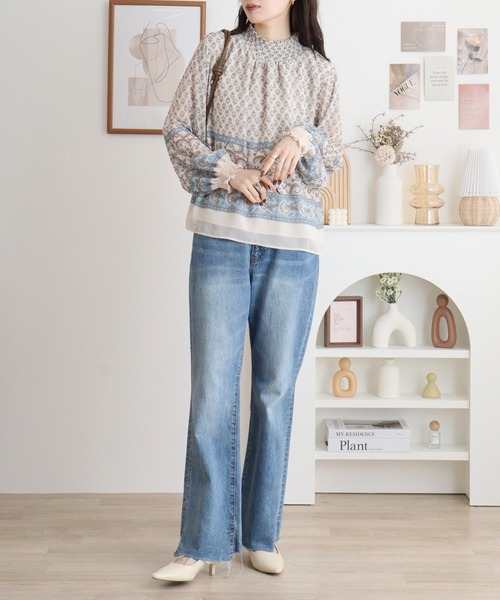 BRODIAEA(ブローディア)の「BRODIAEA スモック刺繍シフォンブラウス(シャツ/ブラウス・レディース・ネイビー/ベージュ/ピンク・40)」の7枚目の写真