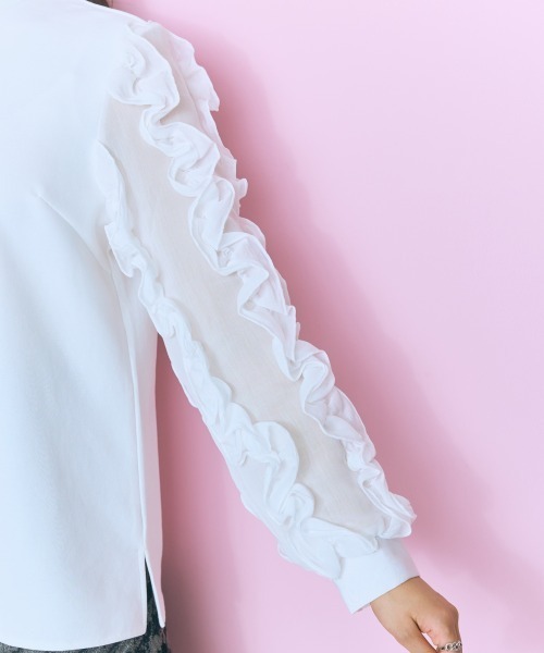 marun（マルン）の「＜大きいサイズ＞袖ボリュームカットソー　marun（Tシャツ/カットソー・レディース・ホワイト/ダークネイビー・L/LL/3L/4L/5L）」の14枚目の写真